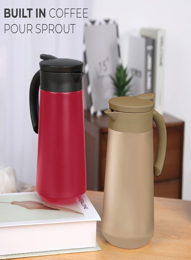 Mockery Stainless Steel Double Wall Thermal Coffee Carafe with Handle, Thermal Jug for Hot & Cool Drinks, Vacuum Insulated Jug, for Coffee Milk Tea Beverages Coffee Pot Home Office (800ML, Red) - Image 5